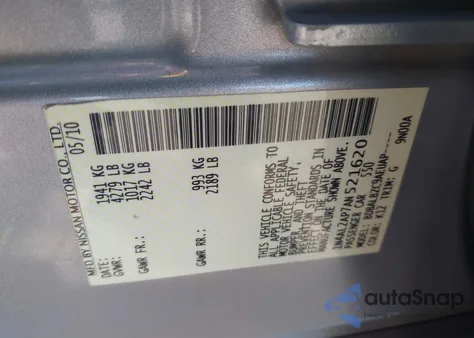 2010 Nissan Altima z USA, uszkodzony, nr VIN 1N4ALP7AN521620